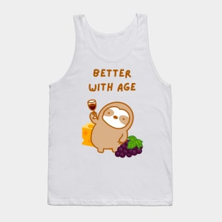 Better with Age Wine and Cheese Sloth Tank Top